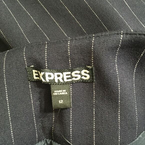 EXPRESS PIN STRIPED NAVY BLUE PENCIL SKIRT NWT CAREER WEAR 12 - Picture 9 of 15